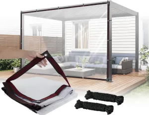 Clear Tarps, Flymer 10x13 FT Heavy Duty Clear Tarp for Patio, Outdoor Transparent Waterproof Tarp with Grommets for Greenhouse, Porch, Tent, Plant, Chicken Coop (2 Pcs)