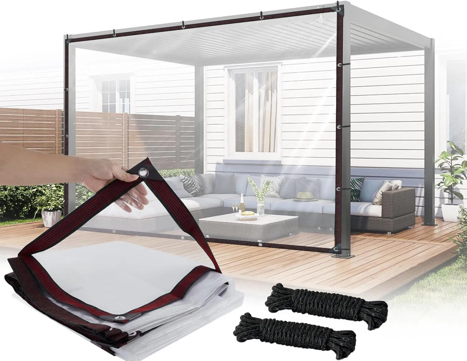 Clear Tarps, Flymer 10x13 FT Heavy Duty Clear Tarp for Patio, Outdoor Transparent Waterproof Tarp with Grommets for Greenhouse, Porch, Tent, Plant, Chicken Coop (2 Pcs)