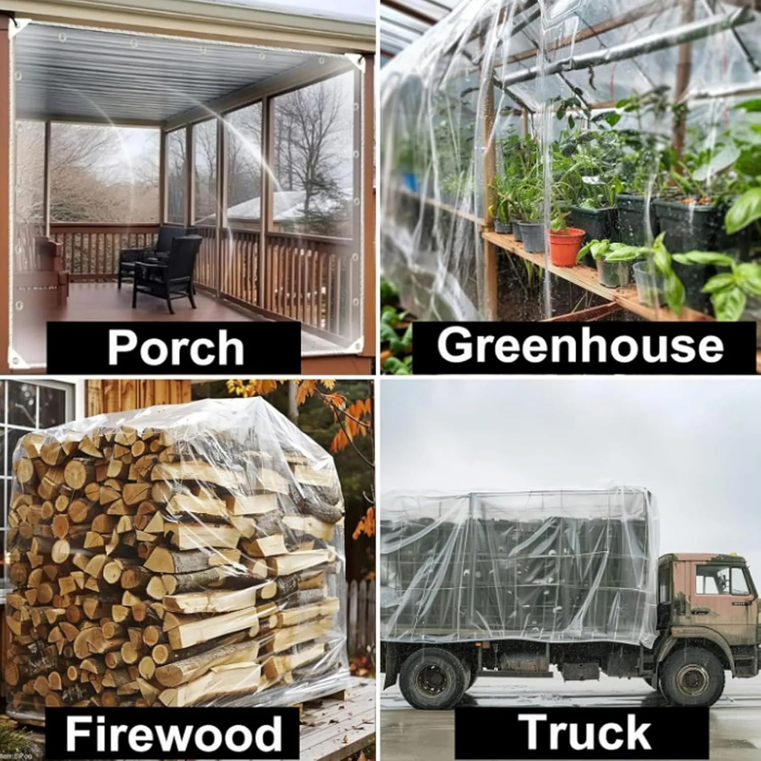 Clear Vinyl Tarp, Clear Tarps Heavy Duty Waterproof Tarp Cover with Reinforced Edge 6.5' x 8.2',14Mil Thickened Tear Resistant PVC Vinyl Tarpaulin for Home Garden Outdoor
