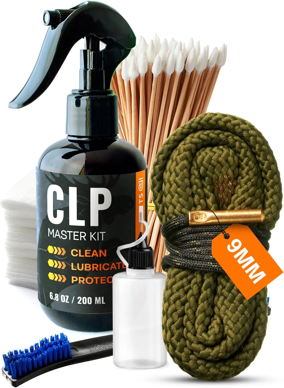 Clp Gun Cleaning Oil Kit 3-in-1 Cleans, Lubes, Protects - 6.8 Oz Sprayer Clp Gun Cleaner and Lubricant, Needle Oiler, Cleaning Patches, Cleaning Swabs and Brush - Clp Gun Oil and Cleaning Kit