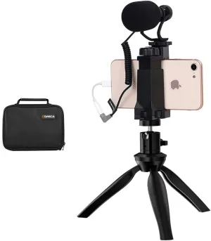 Comica CVM-VM10-K2 Smartphone Microphone with Tripod, Shotgun Video Mic for iPhone and Android Phone, Vlogging Kit for Youtube Recording Facebook Live, 3.5 mm TRRS