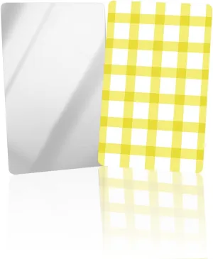Compact Card Mirror, Unbreakable Stainless Steel Makeup Mirror Farmhouse Farm Yellow Plaid Plaid Festival Rectangular Handheld Small Travel Mirror for Camping, Travelling
