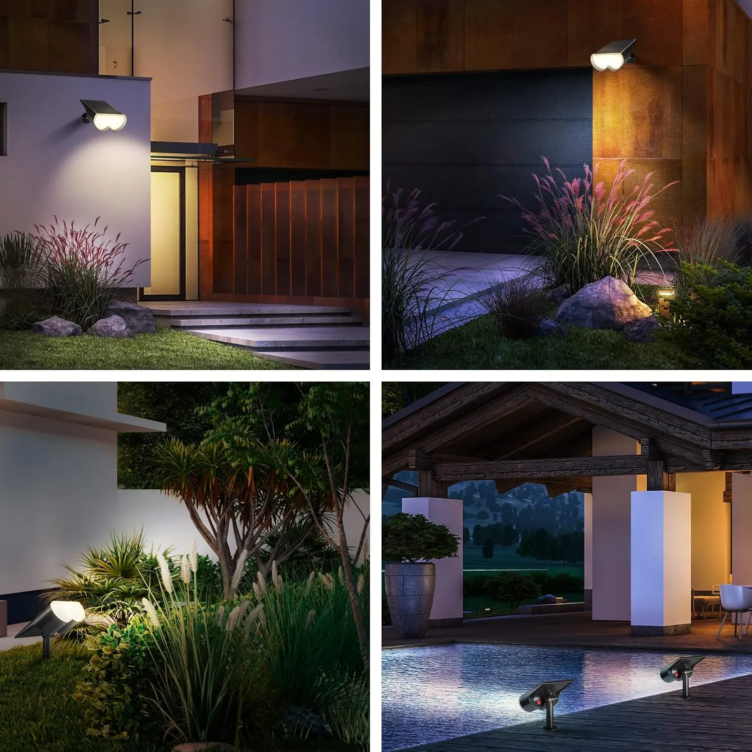 Consciot Solar Spot Lights Outdoor, 16 LEDs IP67 Waterproof Solar Yard Lights, Auto On/Off Landscape Spotlights, 2-in-1 Adjustable Wall Lights for Garden Pathway, Warm White 4 Pack