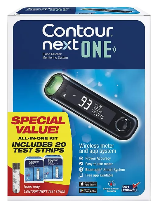 Contour Next ONE Blood Glucose Monitoring System All-in-One Kit for Diabetes