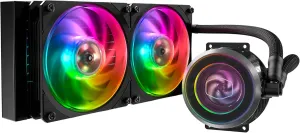 Cooler Master MasterLiquid ML240P Mirage Liquid Cooler, All-in-One (AIO) Liqiod Cooler, 240mm Radiator, 2 x 120mm PWM SF120R ARGB Fans, Adressable RGB Transparent Pump, Software Controlled ARGB