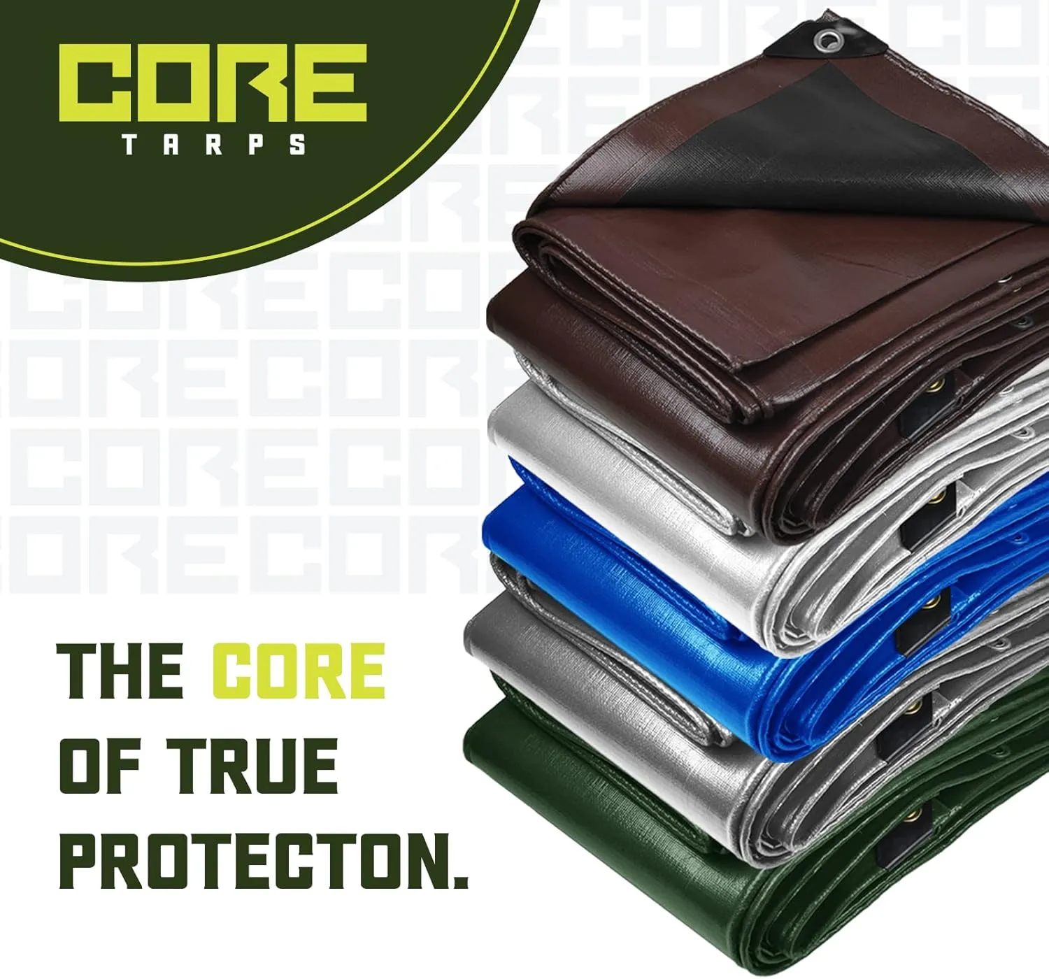 Core Tarps Heavy Duty 8 Mil Tarp Cover, Waterproof, UV Resistant, Rip and Tear Proof, Poly Tarpaulin with Reinforced Edges for Roof, Camping, Patio, Pool, Boat. (Green/Black 20′ X 20′)