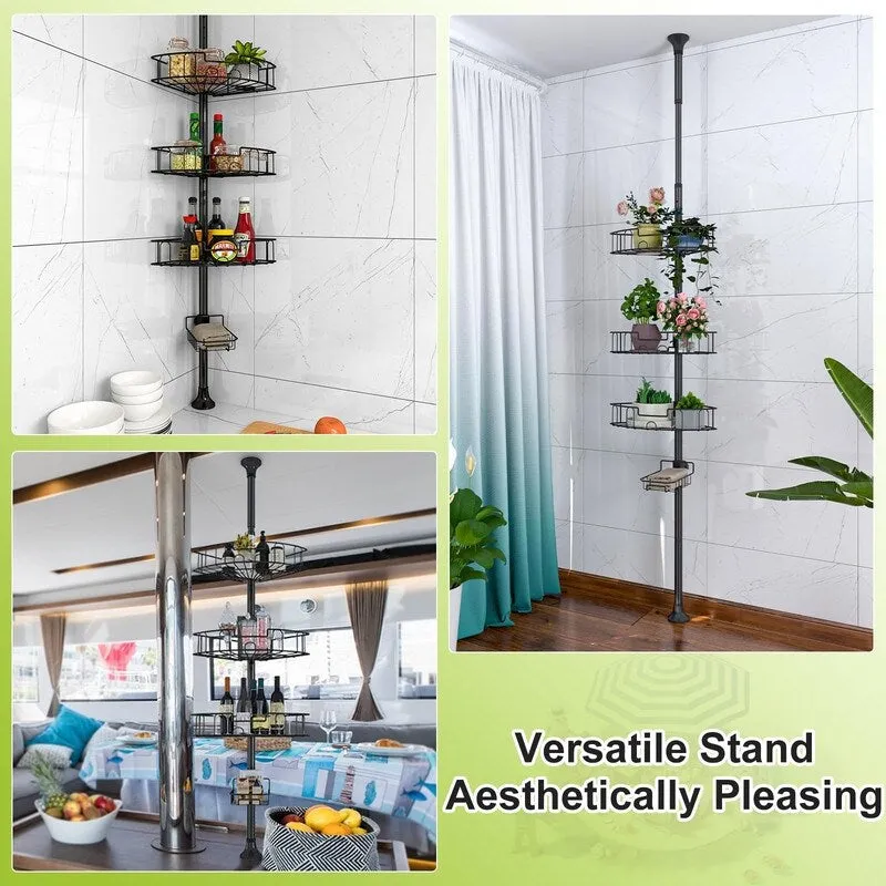 Corner Shower Caddy Tension Pole, Rustproof Stainless Steel Tension Rod Corner Shower Caddy for Shower Organizer
