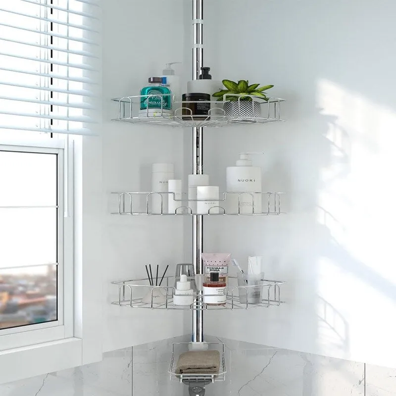 Corner Shower Caddy Tension Pole, Rustproof Stainless Steel Tension Rod Corner Shower Caddy for Shower Organizer