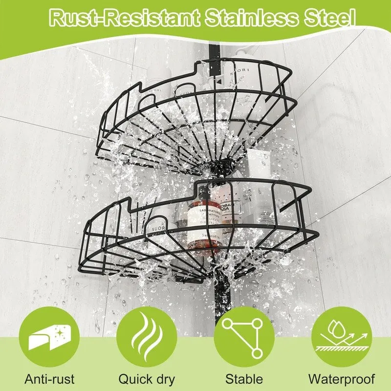 Corner Shower Caddy Tension Pole, Rustproof Stainless Steel Tension Rod Corner Shower Caddy for Shower Organizer