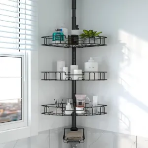 Corner Shower Caddy Tension Pole, Rustproof Stainless Steel Tension Rod Corner Shower Caddy for Shower Organizer
