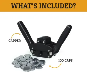 Craft a Brew - Capping Kit - Includes Beer Bottle Capper and 100 Bottle Caps - For Home Brewing - Beer Making Supplies