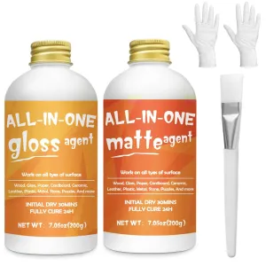 Crafts Sealer Gloss Matte Finish, 200ml 200ml All in One Craft Glue, Varnish, and Finish, All Purpose Art Glue Kit for Wood, Paper, Acrylic Paints, Ceramics, Fabrics, Clay