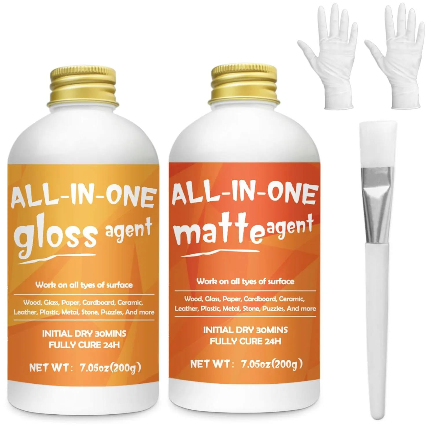 Crafts Sealer Gloss Matte Finish, 200ml 200ml All in One Craft Glue, Varnish, and Finish, All Purpose Art Glue Kit for Wood, Paper, Acrylic Paints, Ceramics, Fabrics, Clay