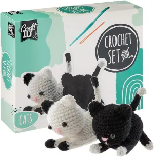 Crochet Kit for Beginners | Craft ID | Amigurumi Set | Kittens | Crochet Knitting Needle Pack for Kids & Adults | Knitting Plush | Pets