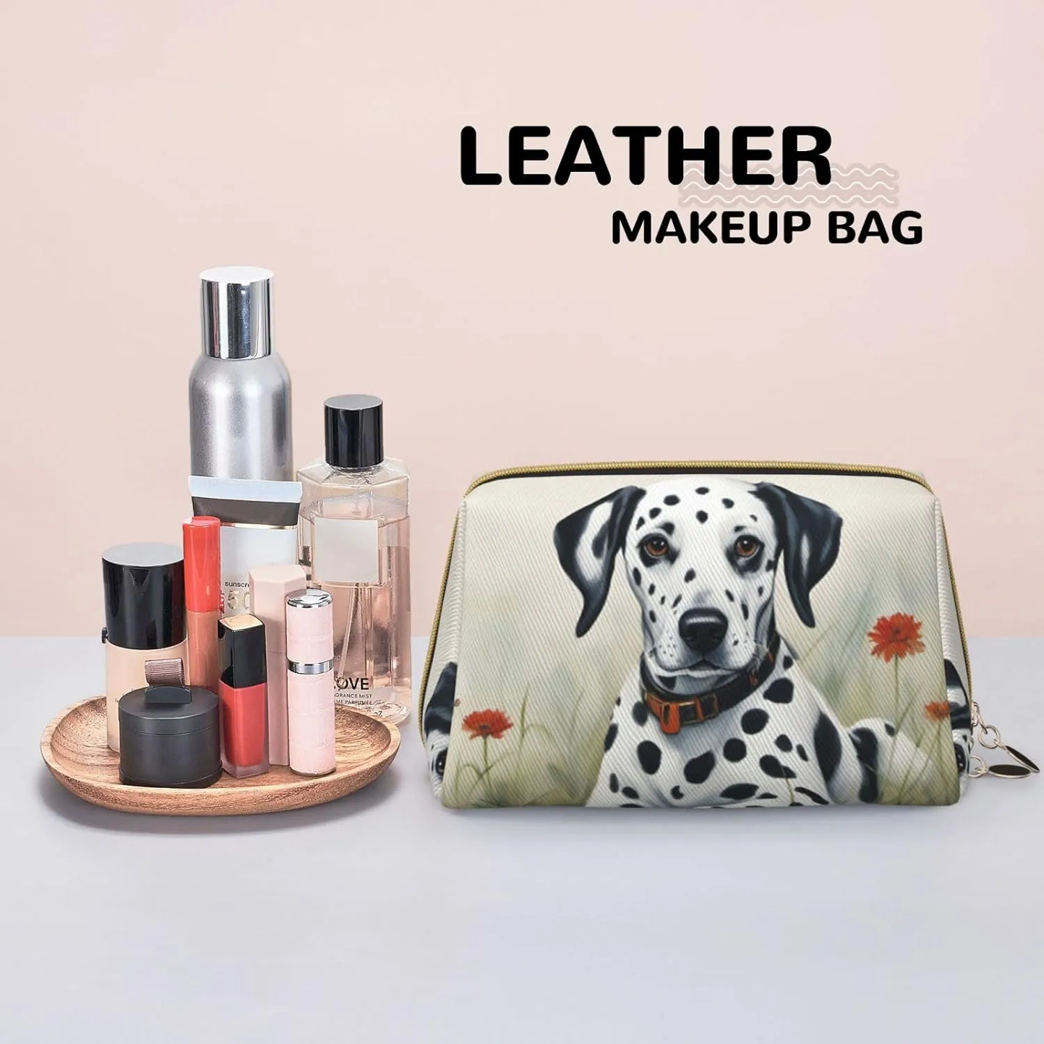 Dalmatian Toiletry Pouch, Travel-Friendly Makeup Organizer For Makeup Brushes, Lipsticks