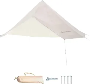 DANCHEL OUTDOOR 4 Season Waterproof Rain Fly Tarp for Yurt Tent, Portable Glamping Tent Cover Protector Awning Canopy for B5 Bell Tent Stove Jack Camping Accessories Beige(9.8/13/16.4/20ft)