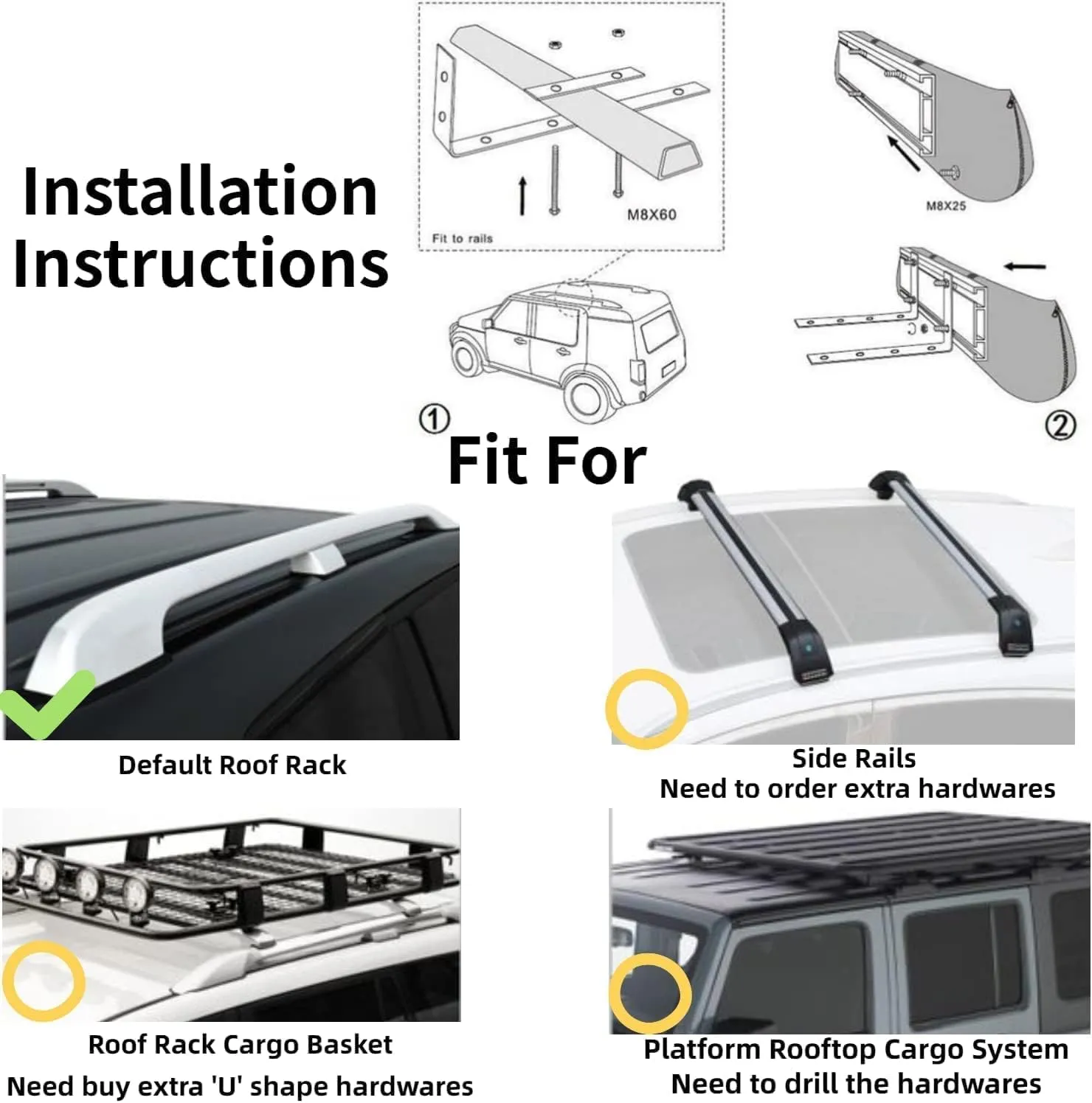 DANCHEL OUTDOOR Roof Rack Pull-Out Car Awning - Waterproof Portable Side Sun Shelter Tarp for SUV/Truck/Van/Camper, 6.5x6.5ft Gray