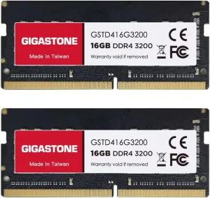 【DDR4 RAM Laptop Only】 GIGASTONE 32GB Kit (2x16GB) DDR4 3200MHz (2933MHz or 2666MHz) PC4-25600 (PC4-23400, 21300) CL22 1.2V SODIMM 260 Pin Unbuffered Non ECC High Performance Notebook Memory Upgrade