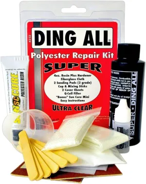 Ding All 4 Oz All SUPER Polyester Repair Kit for Medium to Large Sized Polyester Surfboards Repairs