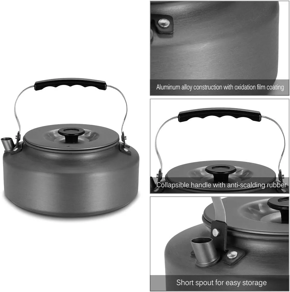 Docooler Tea Kettle, Stainless Steel Teapot, Portable Coffee Pot, Whistling Water Kettle, Camping Picnic Stove Top 0.8L/1.1L/1.2L/1.6L