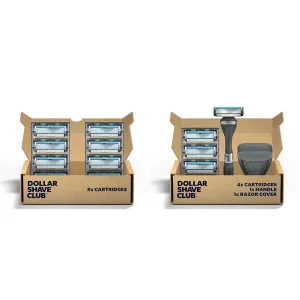 Dollar Shave Club 4 Blade Razor Refill Cartridges 8 Count and Shaving Kit with Diamond Grip Razor Handle 4 Blade Refills