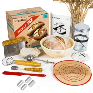 DOUGH IT YOURSELF Sourdough Starter Kit - Glass Jar, Bread Making Supplies, Gluten-Free Option, with Health Tracker & Baking Accessories"