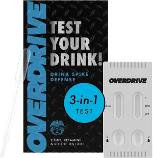 Drink Spike Test Kit, 2 Pack, Detects 3 Substances in Minutes, 99% Accurate, Safe & Easy to Use, 5 Minute Results, Drink Spiking Tool by Overdrive Defense (2 Pack), Bar Essential