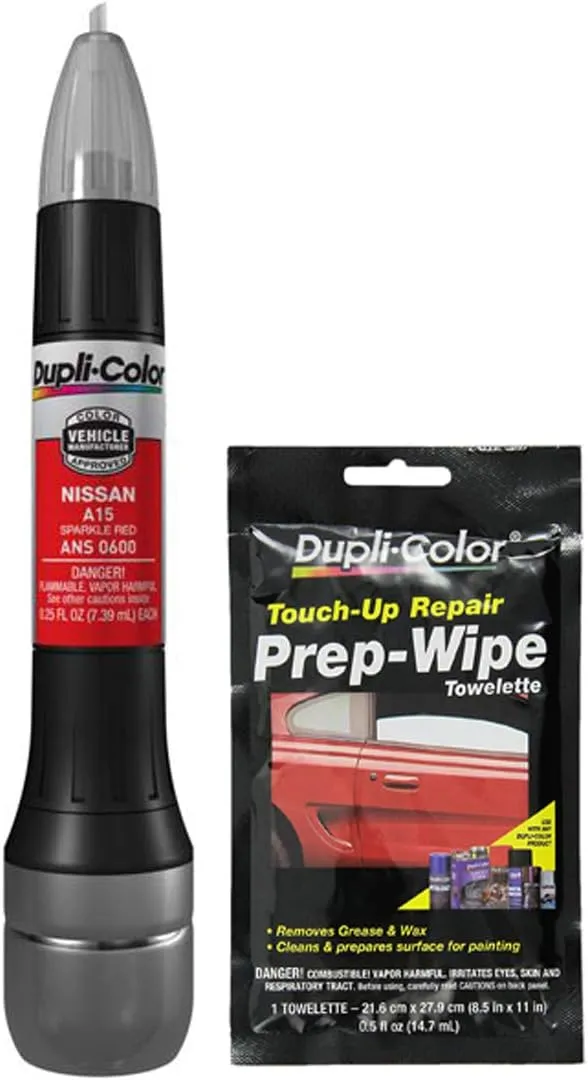 Dupli-Color ANS0600 All-in-One Touch Up Paint, Sparkle Red, Compatible with Nissan Vehicles, Pack with Prep Wipe (2 Pack)