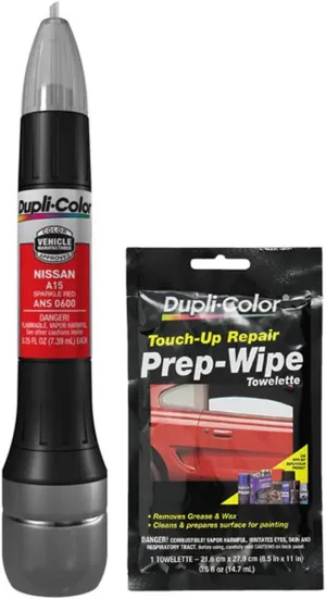 Dupli-Color ANS0600 All-in-One Touch Up Paint, Sparkle Red, Compatible with Nissan Vehicles, Pack with Prep Wipe (2 Pack)