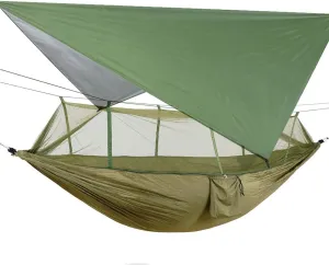 ELEOPTION Portable Camping Hammock Set All-Inclusive, Double Outdoor Hammock with Mosquito Bug Net, Tarp Cover, Tree Straps, Storage Bag, Perfect for Hammock Camping Hiking