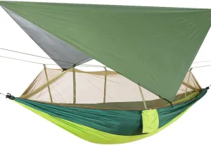 ELEOPTION Portable Camping Hammock Set All-Inclusive, Double Outdoor Hammock with Mosquito Bug Net, Tarp Cover, Tree Straps, Storage Bag, Perfect for Hammock Camping Hiking