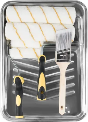 ETERNA Paint Roller Kit, 9 Pieces Paint Supplies for House Painting, with Metal Paint Tray&9 inch 4 inch Paint Rollers&Cover&Frame&Brush, Perfect for Wall Decorating Home DIY Improvement