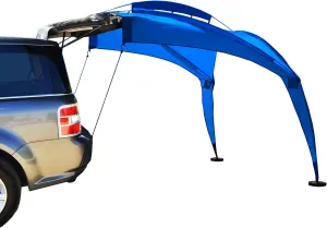 Eurow Tail Gator Sunshade Portable Vehicle Canopy, 8x8 FT SUV Liftgate Shade Tent for Tailgating, Beach, or Outdoor Events, Waterproof Shelter with Fiberglass Frame, Carry Bag & Accessories Included