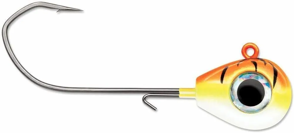 Fishing Lure Jig 1/2 oz - Orange Fire UV - Pack of 4 Jig Heads Baits Spinner Soft Plastics Freshwaters Hook Technique Gear Tackle Depth Bladed Jigs Saltwater Accessories
