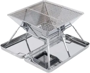 Fishing Tent Wood Burning Stove Large Portable Folding BBQ Grill Stove 4 Person Outdoor BBQ Rack