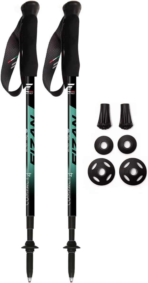 Fizan Compact 4 Trekking Poles – 6.0 oz Ultralight, Backpacking, Thru Hiking Poles, Adjustable, Collapsible, Customized Fit, EVA Grips, Aluminum Walking Sticks (Compact 4)