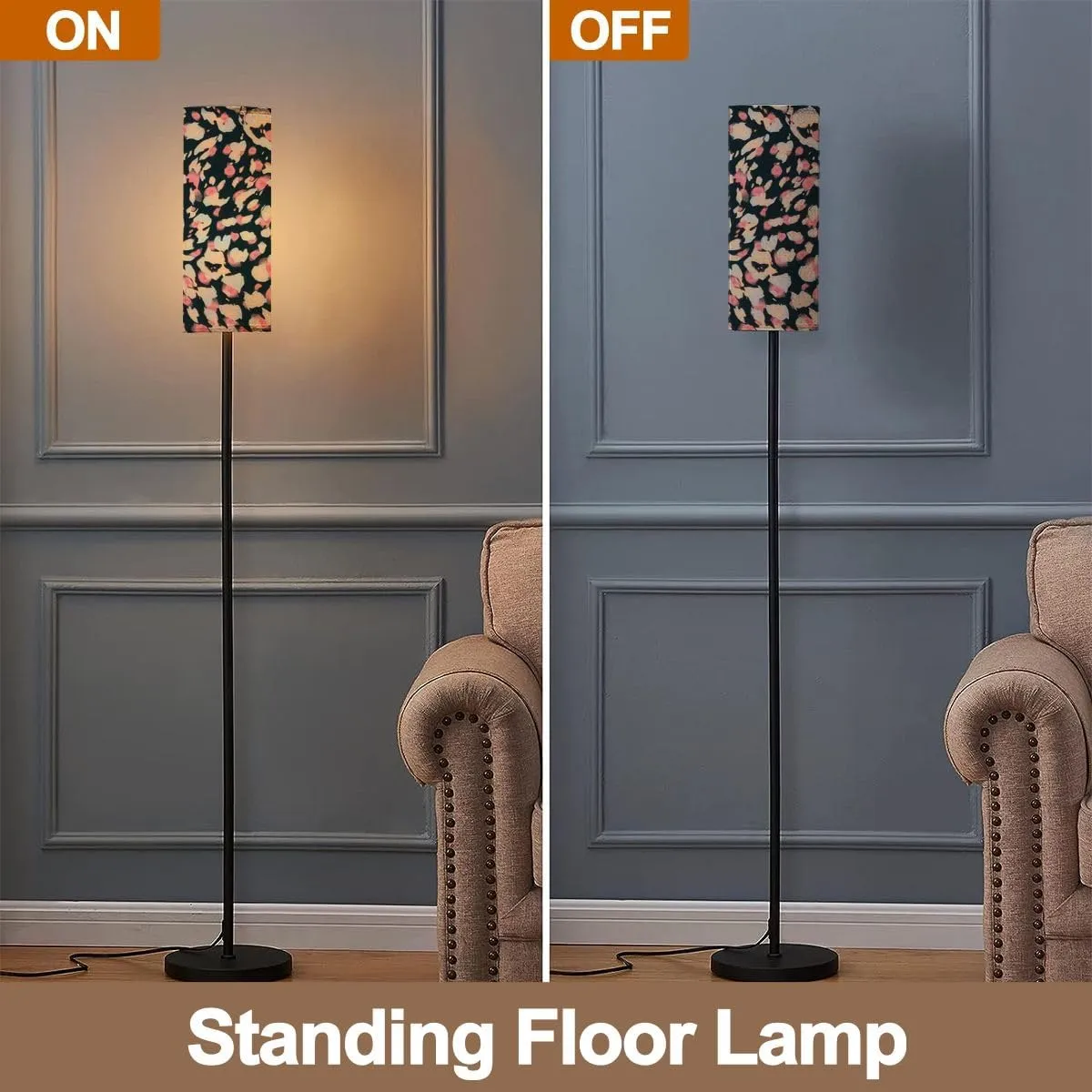 Floor Lamp for Living Room Abstract animal skin leopard seamless pattern leopard cheetah fur Modern Standing Lamp Remote Control Dimmable Pole Lamp Corner Tall Lamp for Office Bedroom Reading