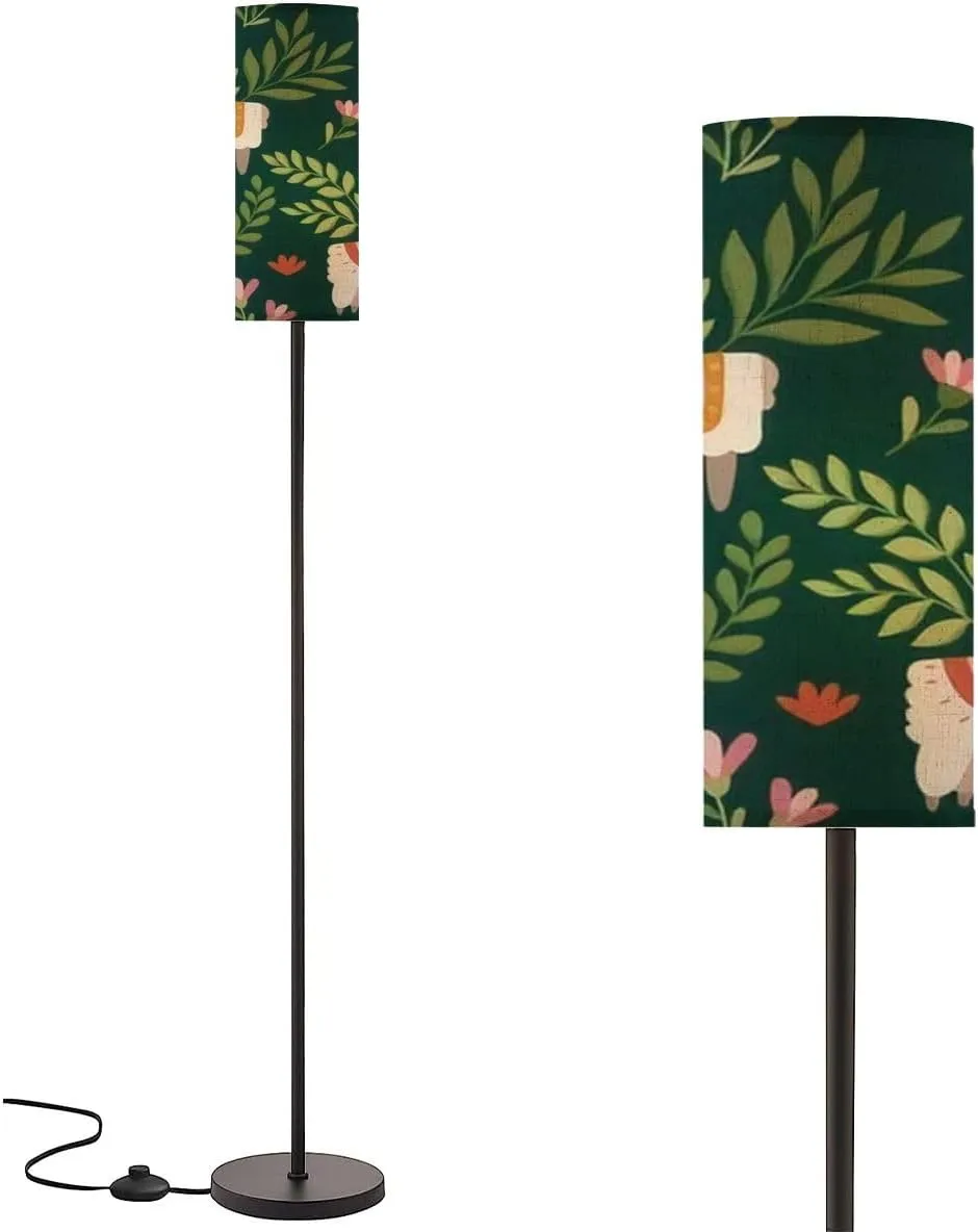 Floor Lamp for Living Room Cute seamless pattern floral elements cartoon drawings for print Modern Standing Lamp Remote Control Dimmable Pole Lamp Corner Tall Lamp for Office Bedroom Reading