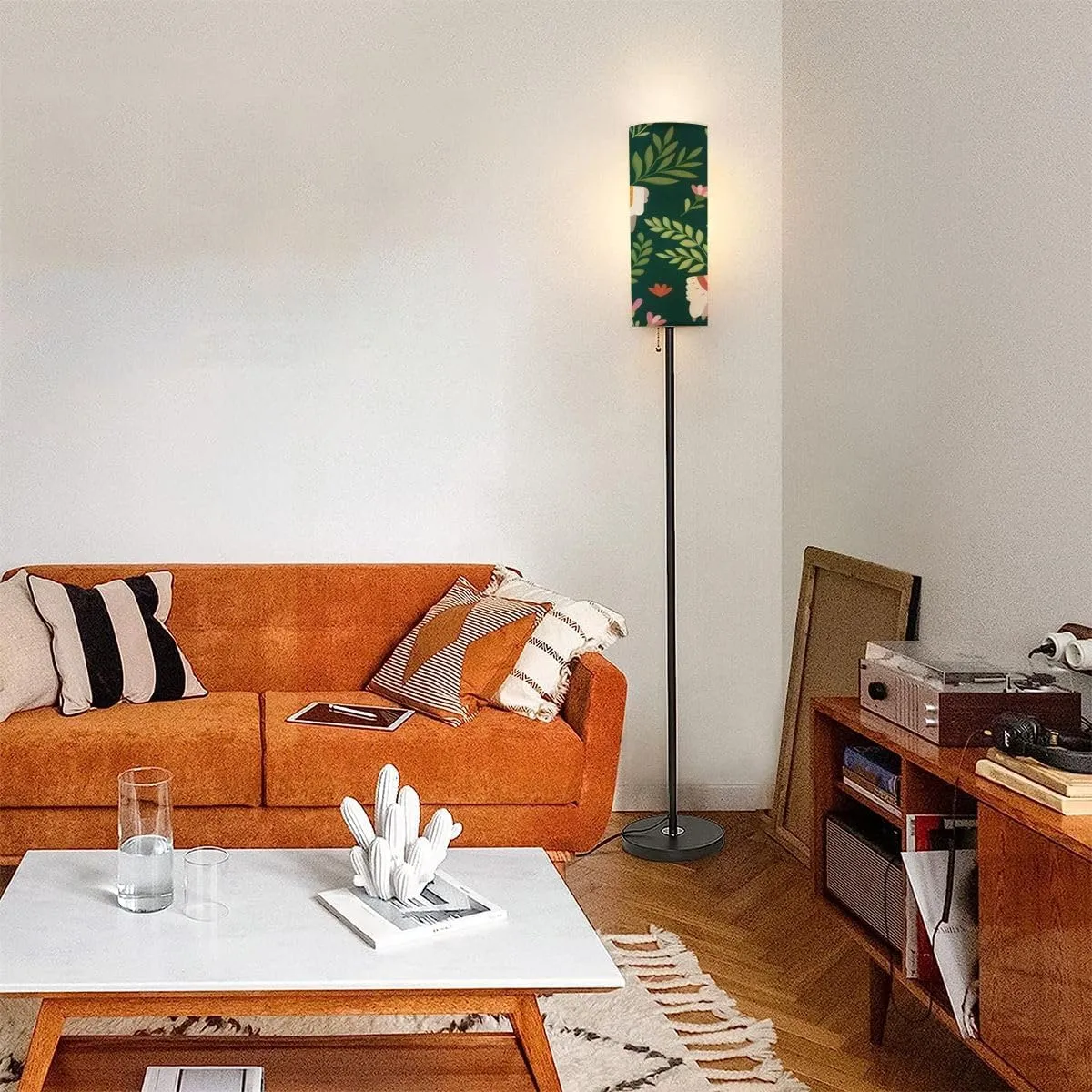 Floor Lamp for Living Room Cute seamless pattern floral elements cartoon drawings for print Modern Standing Lamp Remote Control Dimmable Pole Lamp Corner Tall Lamp for Office Bedroom Reading