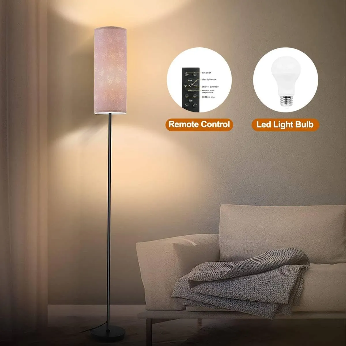 Floor Lamp for Living Room Pastel Butterfly Seamless Repeat line Butterflies Modern Standing Lamp Remote Control Dimmable Pole Lamp Corner Tall Lamp for Office Bedroom Reading