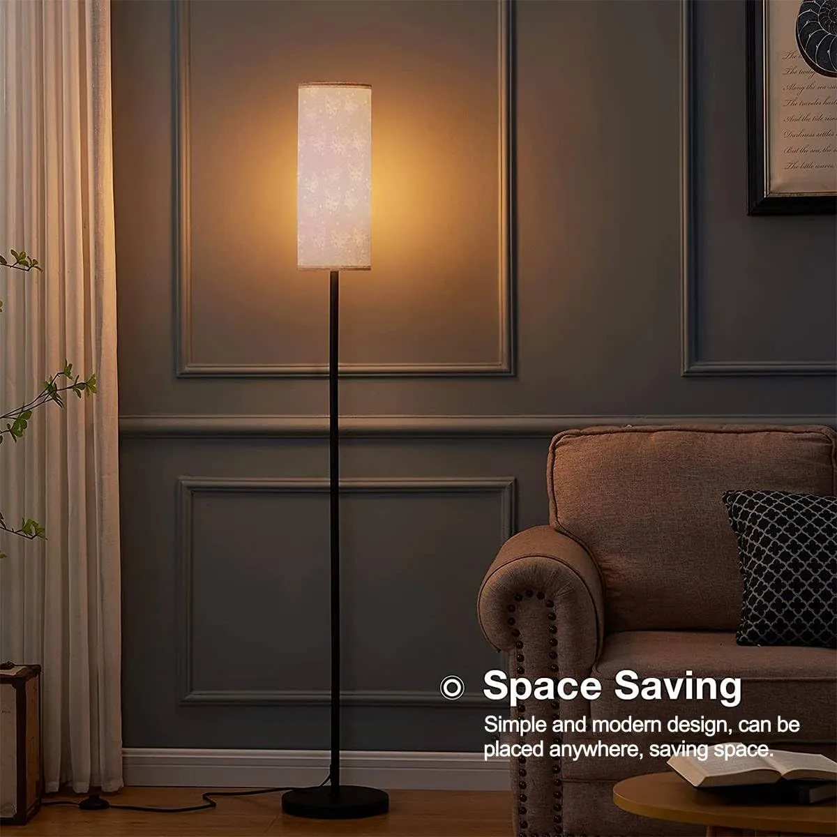 Floor Lamp for Living Room Pastel Butterfly Seamless Repeat line Butterflies Modern Standing Lamp Remote Control Dimmable Pole Lamp Corner Tall Lamp for Office Bedroom Reading