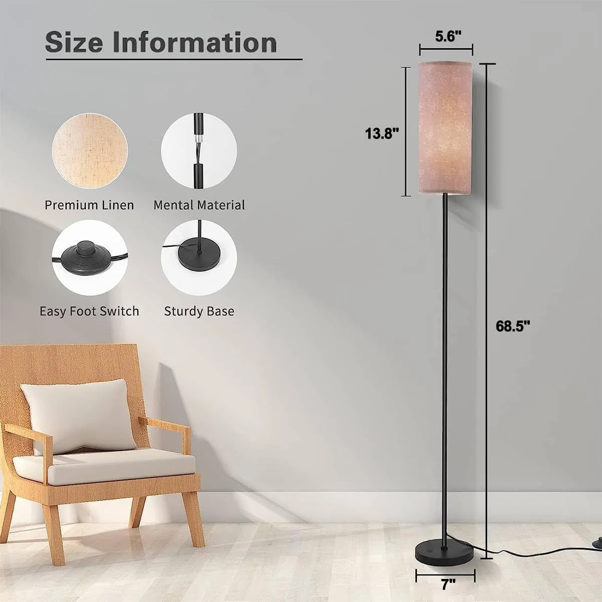 Floor Lamp for Living Room Pastel Butterfly Seamless Repeat line Butterflies Modern Standing Lamp Remote Control Dimmable Pole Lamp Corner Tall Lamp for Office Bedroom Reading