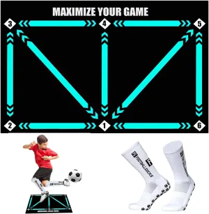 Football Training Mat with Anti-Slip Socks, Improve Dribble Training, Anti-Skid Carpet for Ball Control Practice