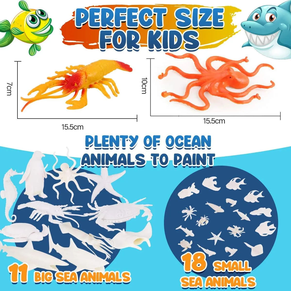FUNZBO Sea Animals Painting Kits for Kids, Arts and Crafts with Art Supplies, Sea Creatures Ocean Paint Set, Summer Toy Toddlers Boys Girls Ages 3 4 5 6 7 8 Birthday Gift Party Favors