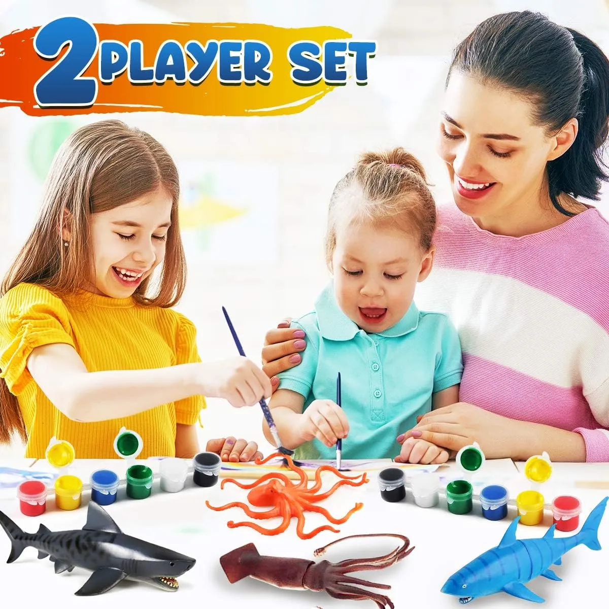 FUNZBO Sea Animals Painting Kits for Kids, Arts and Crafts with Art Supplies, Sea Creatures Ocean Paint Set, Summer Toy Toddlers Boys Girls Ages 3 4 5 6 7 8 Birthday Gift Party Favors