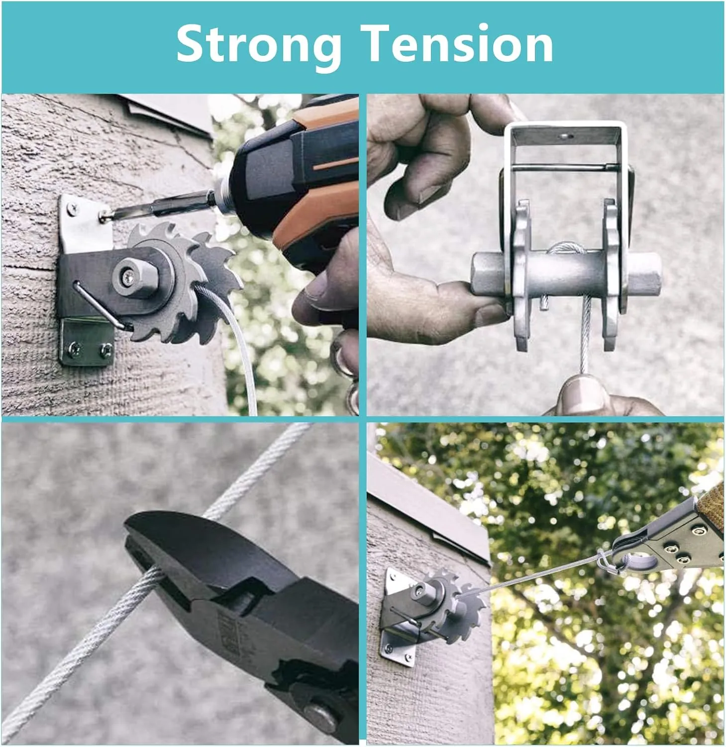 FZENeast Shade Sail Hardware Kit Include Winches & Wire Rope, Anti-Rust Stainless Steel Sun Shade Hardware Kit for Rectangle Square Triangle Shade Sail Installation(75 PCS)