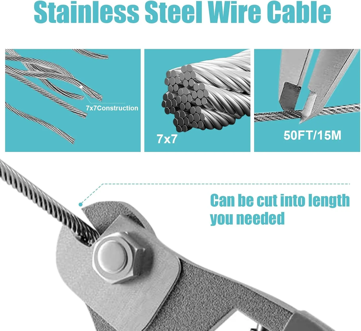 FZENeast Shade Sail Hardware Kit Include Winches & Wire Rope, Anti-Rust Stainless Steel Sun Shade Hardware Kit for Rectangle Square Triangle Shade Sail Installation(75 PCS)