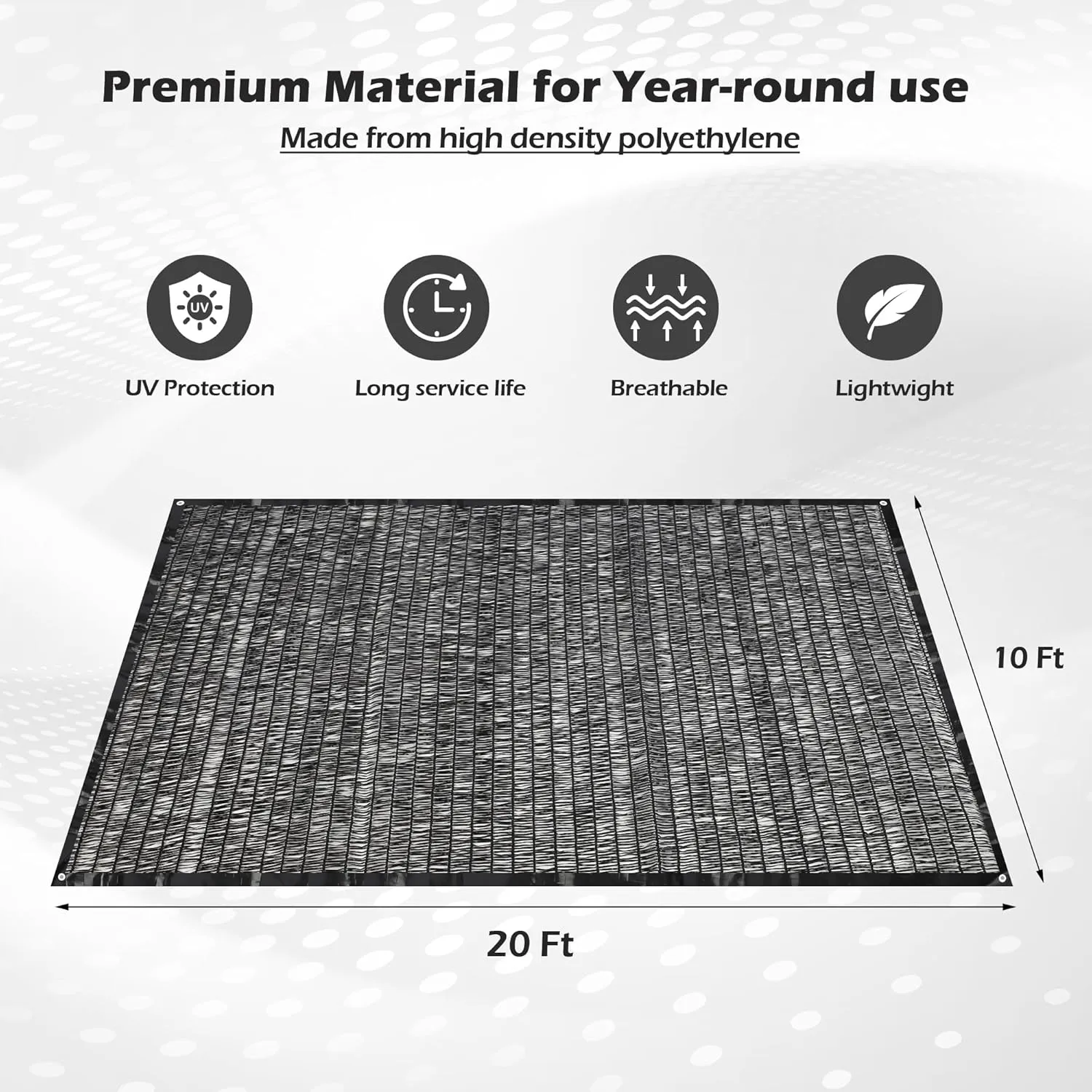 Garden expert 50% Sun Shade Cloth 10x20ft Mesh Tarp with Grommets for Plant Cover Patio Canopy Garden Pergola Greenhouse Car Barn Kennel Black