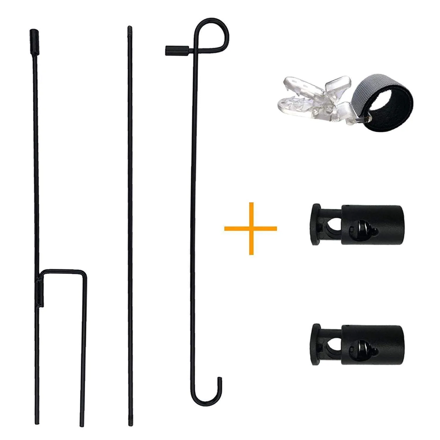 Garden Flag Pole Set - With Wind Clip & Stopper!