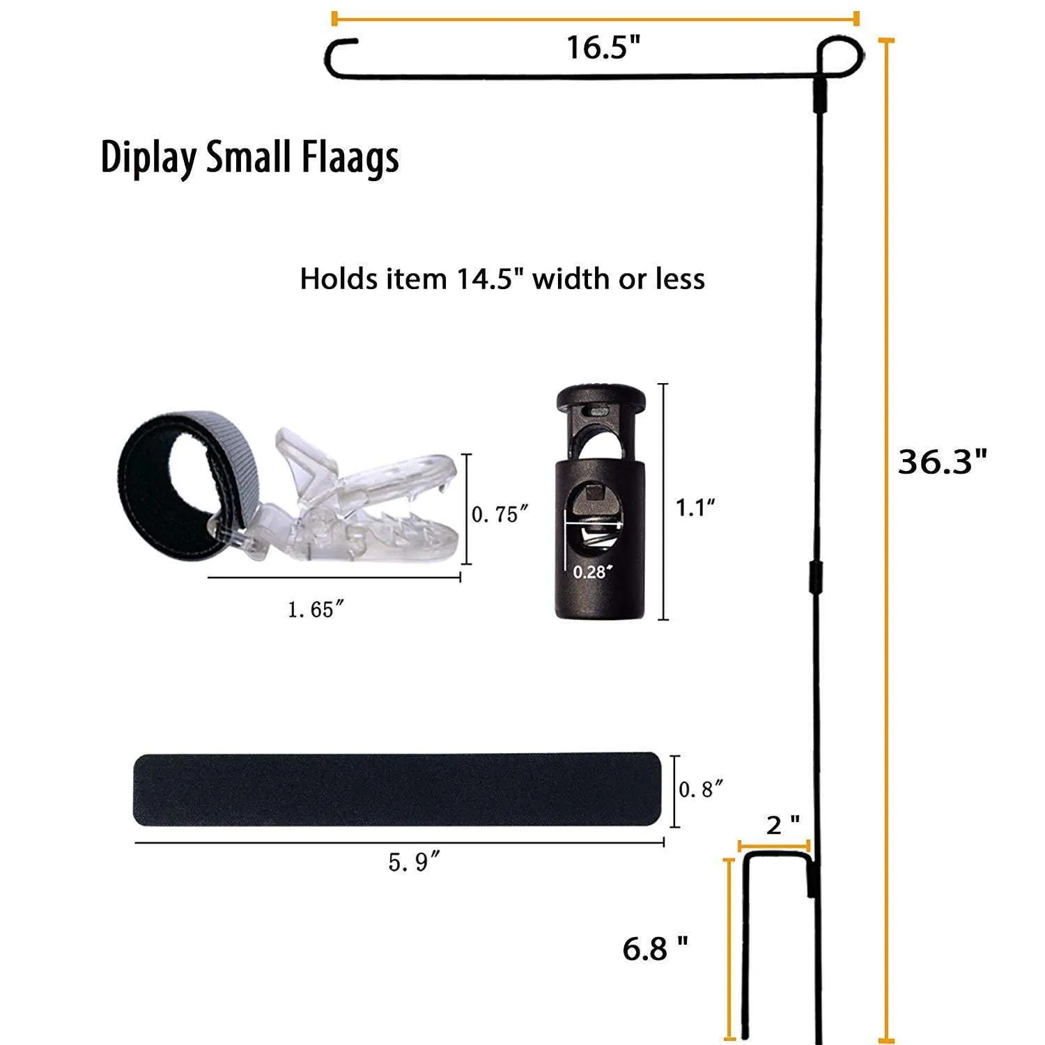Garden Flag Pole Set - With Wind Clip & Stopper!